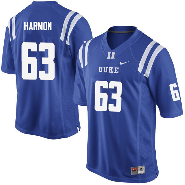 Duke Blue Devils #63 Zach Harmon College Football Jerseys Sale-Blue